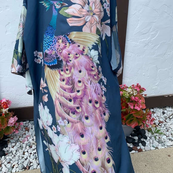 New Gorgeous Bohemian Floral Print Kimono Duster - Picture 15 of 16